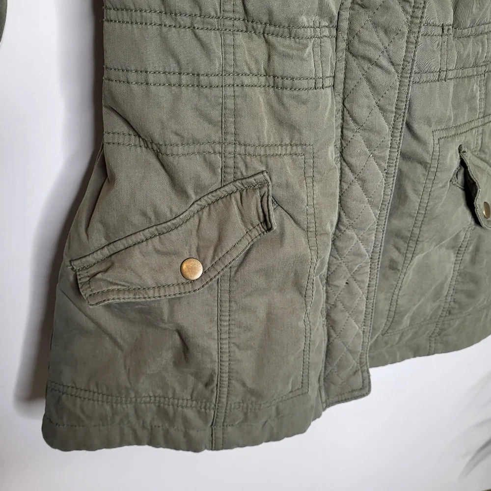 Khaki Cinched Waist Parka Jacket - Picture 4 of 11